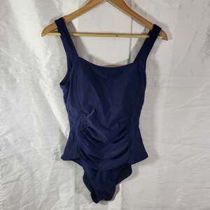 Mycoco Women's Navy Blue Ruched Square-Neck One-Piece Swimsuit